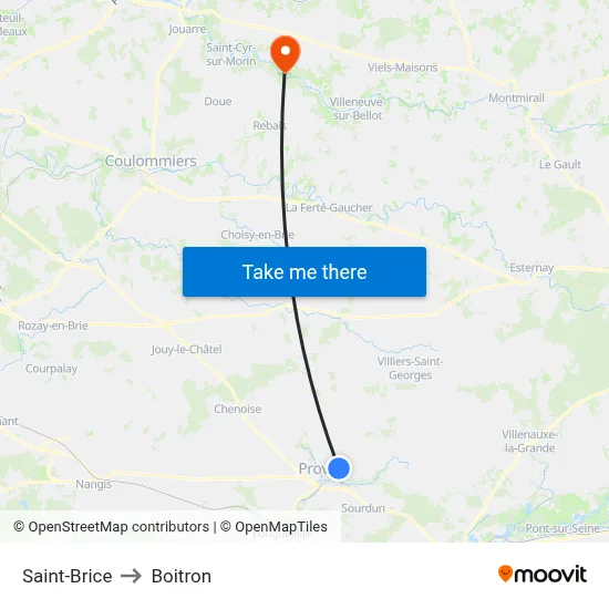 Saint-Brice to Boitron map