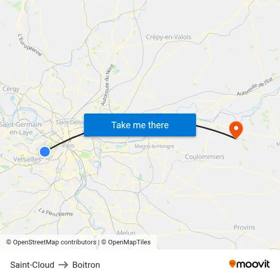 Saint-Cloud to Boitron map