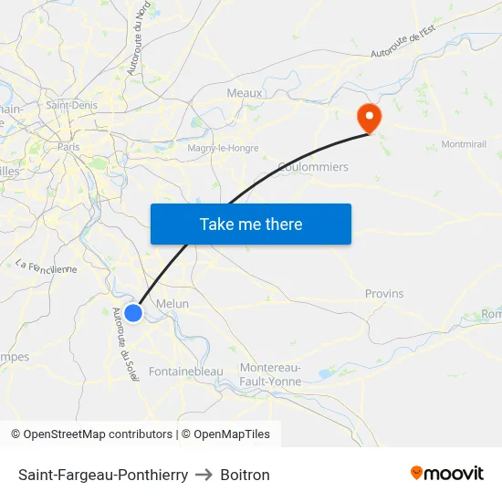 Saint-Fargeau-Ponthierry to Boitron map