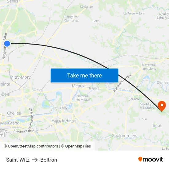Saint-Witz to Boitron map