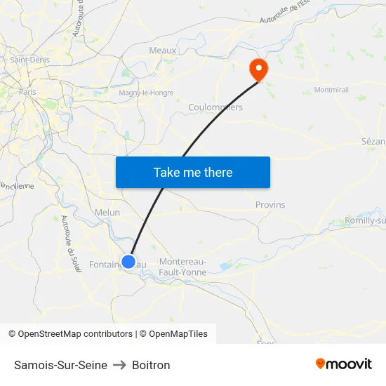 Samois-Sur-Seine to Boitron map