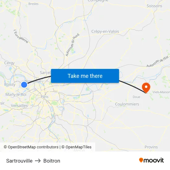 Sartrouville to Boitron map