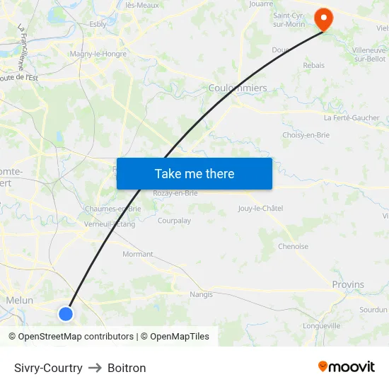 Sivry-Courtry to Boitron map