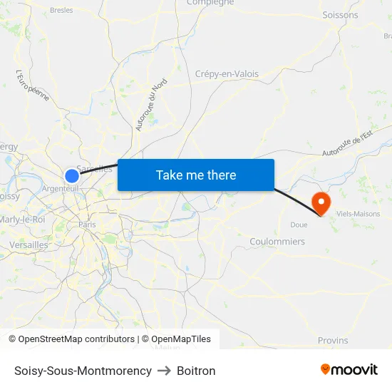 Soisy-Sous-Montmorency to Boitron map