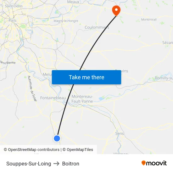 Souppes-Sur-Loing to Boitron map