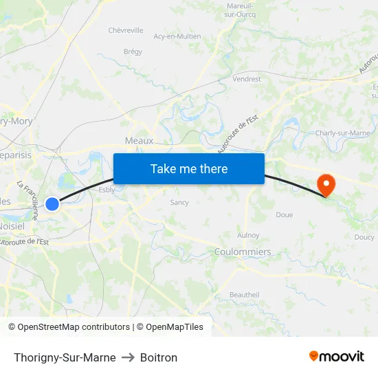 Thorigny-Sur-Marne to Boitron map