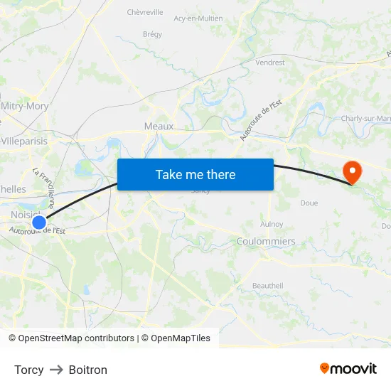 Torcy to Boitron map