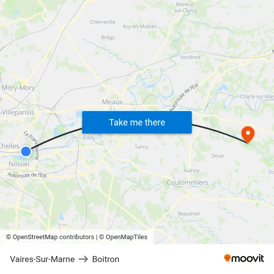 Vaires-Sur-Marne to Boitron map