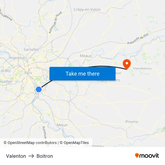 Valenton to Boitron map