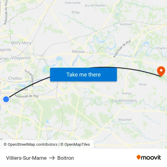 Villiers-Sur-Marne to Boitron map