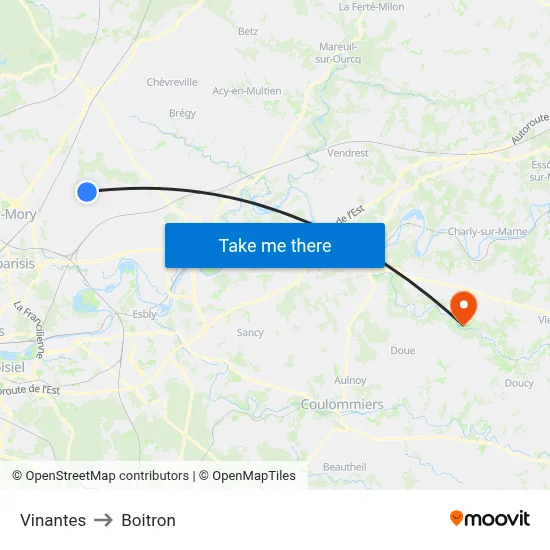 Vinantes to Boitron map
