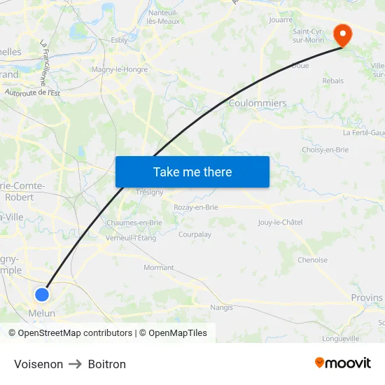 Voisenon to Boitron map