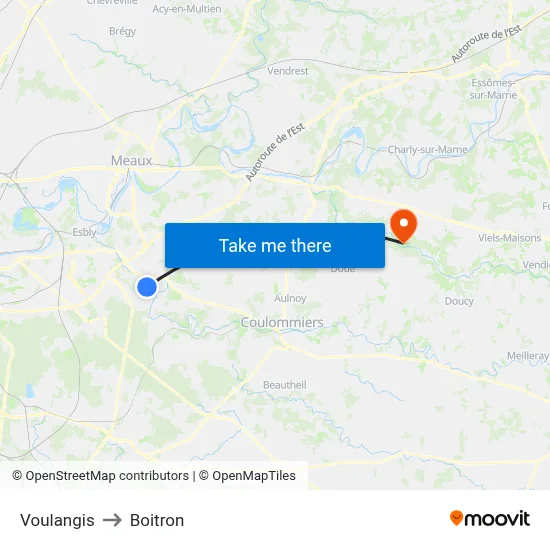 Voulangis to Boitron map