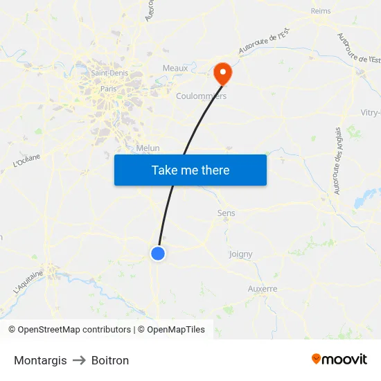 Montargis to Boitron map