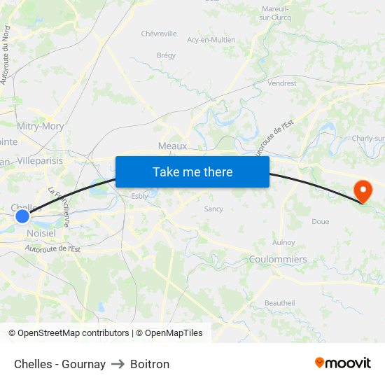 Chelles - Gournay to Boitron map