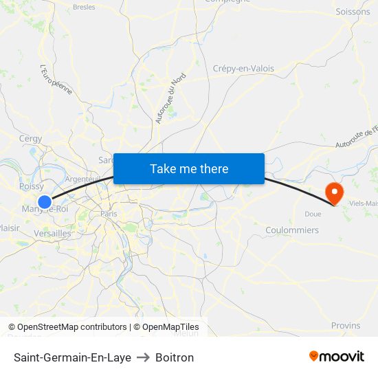 Saint-Germain-En-Laye to Boitron map