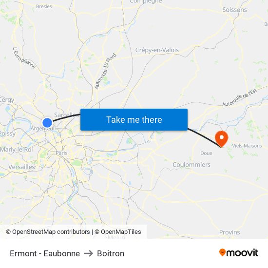 Ermont - Eaubonne to Boitron map