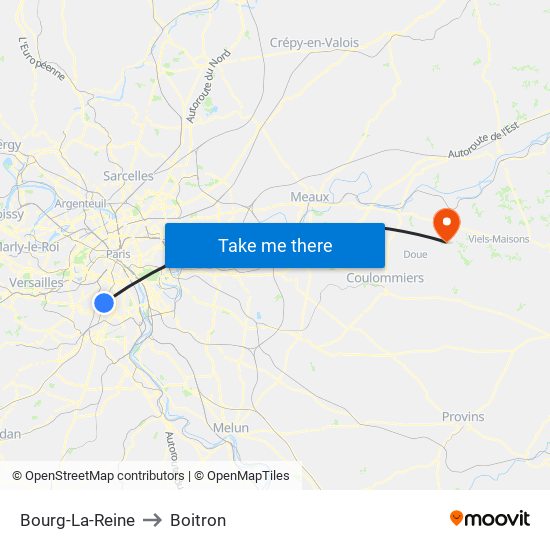 Bourg-La-Reine to Boitron map