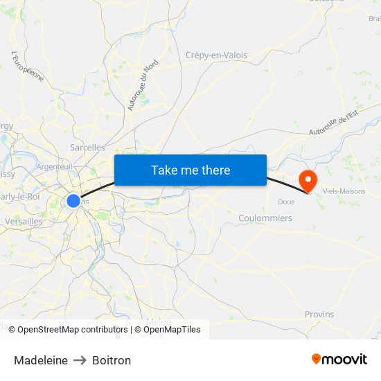 Madeleine to Boitron map