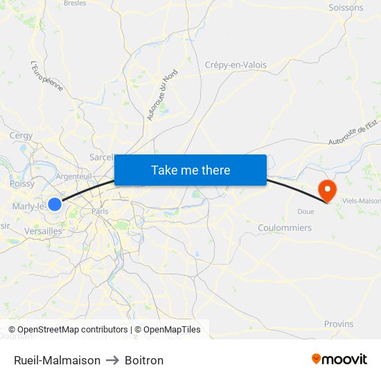 Rueil-Malmaison to Boitron map