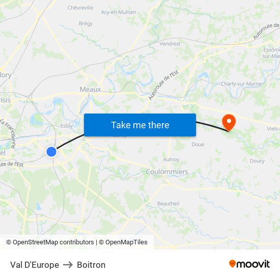 Val D'Europe to Boitron map