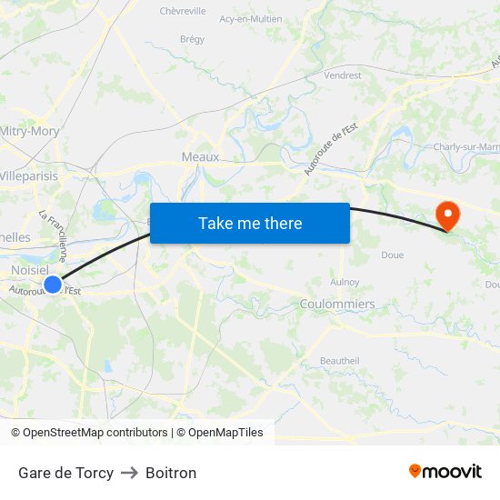 Gare de Torcy to Boitron map