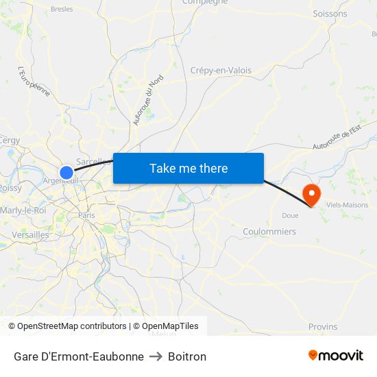 Gare D'Ermont-Eaubonne to Boitron map