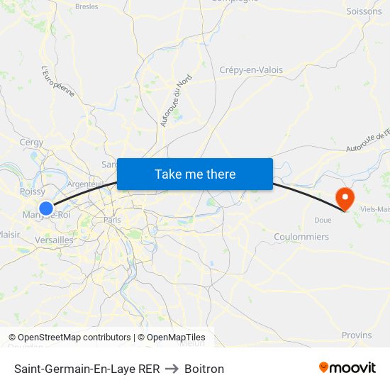 Saint-Germain-En-Laye RER to Boitron map