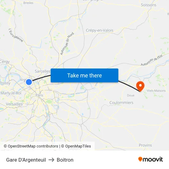 Gare D'Argenteuil to Boitron map