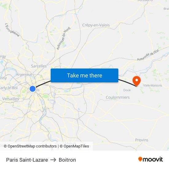 Paris Saint-Lazare to Boitron map