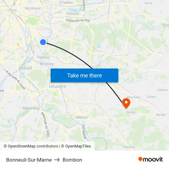 Bonneuil-Sur-Marne to Bombon map