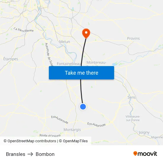 Bransles to Bombon map