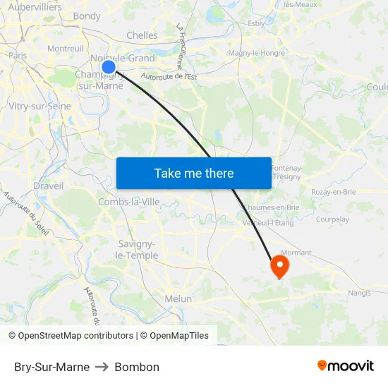 Bry-Sur-Marne to Bombon map