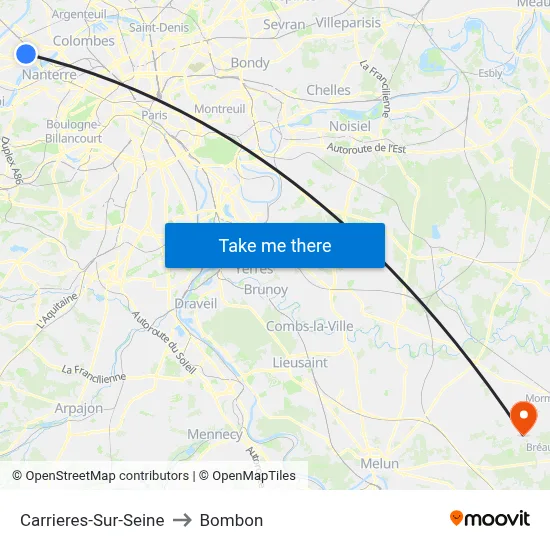 Carrieres-Sur-Seine to Bombon map