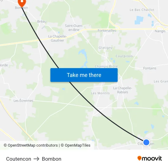 Coutencon to Bombon map