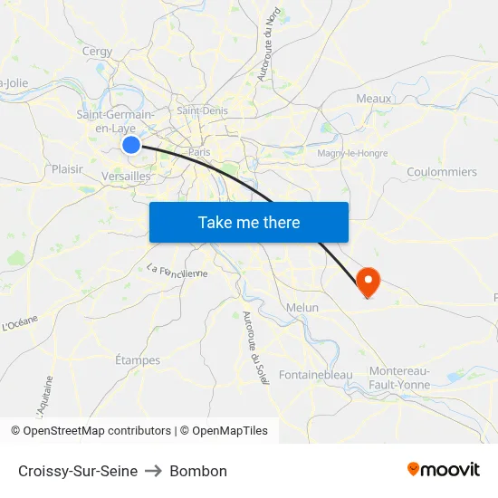 Croissy-Sur-Seine to Bombon map