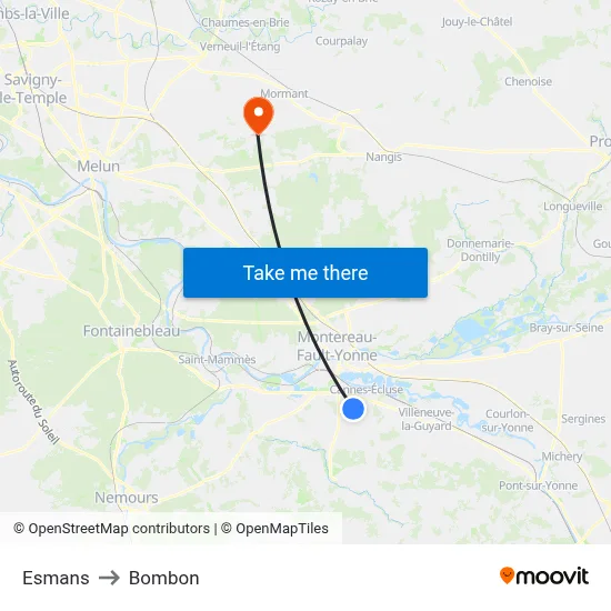Esmans to Bombon map