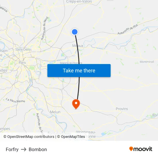 Forfry to Bombon map