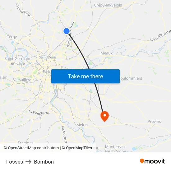 Fosses to Bombon map