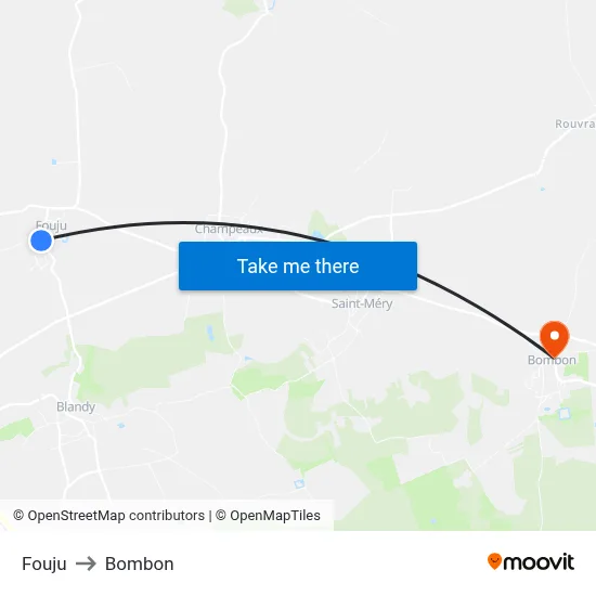 Fouju to Bombon map