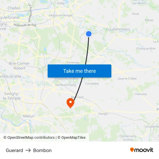 Guerard to Bombon map