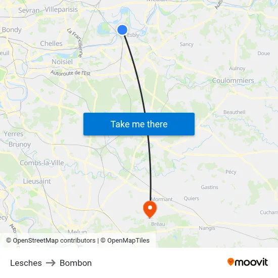 Lesches to Bombon map