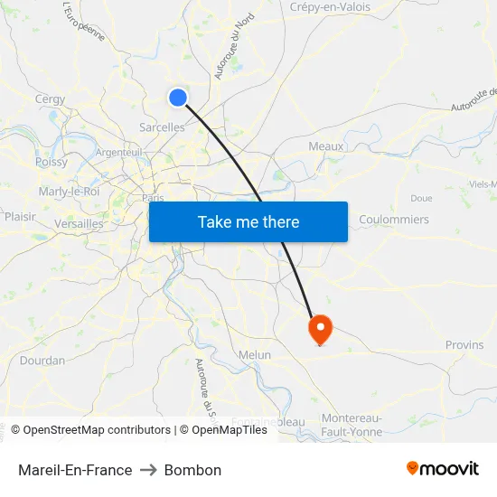 Mareil-En-France to Bombon map