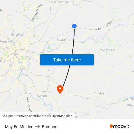 May-En-Multien to Bombon map
