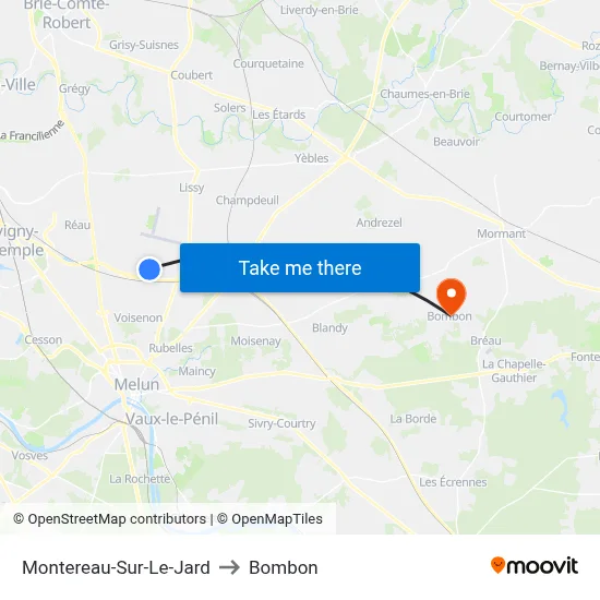 Montereau-Sur-Le-Jard to Bombon map