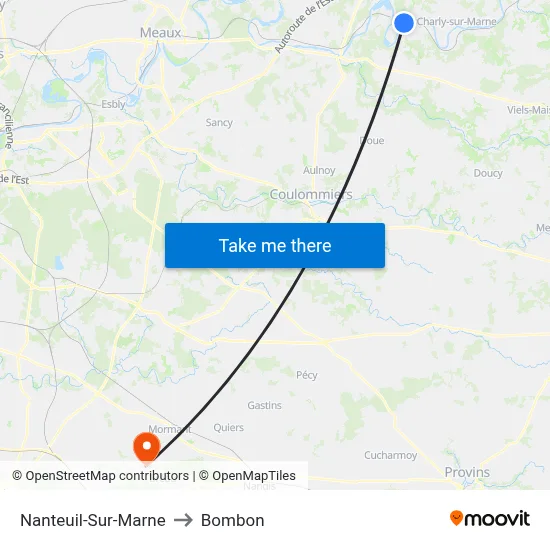 Nanteuil-Sur-Marne to Bombon map
