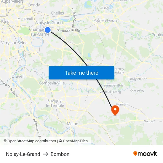 Noisy-Le-Grand to Bombon map