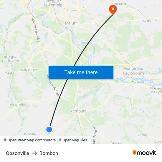 Obsonville to Bombon map