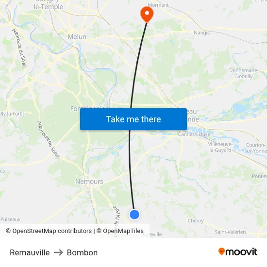 Remauville to Bombon map