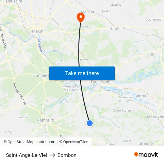 Saint-Ange-Le-Viel to Bombon map